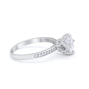 Floral Wedding Bridal Ring Simulated Cubic Zirconia 925 Sterling Silver